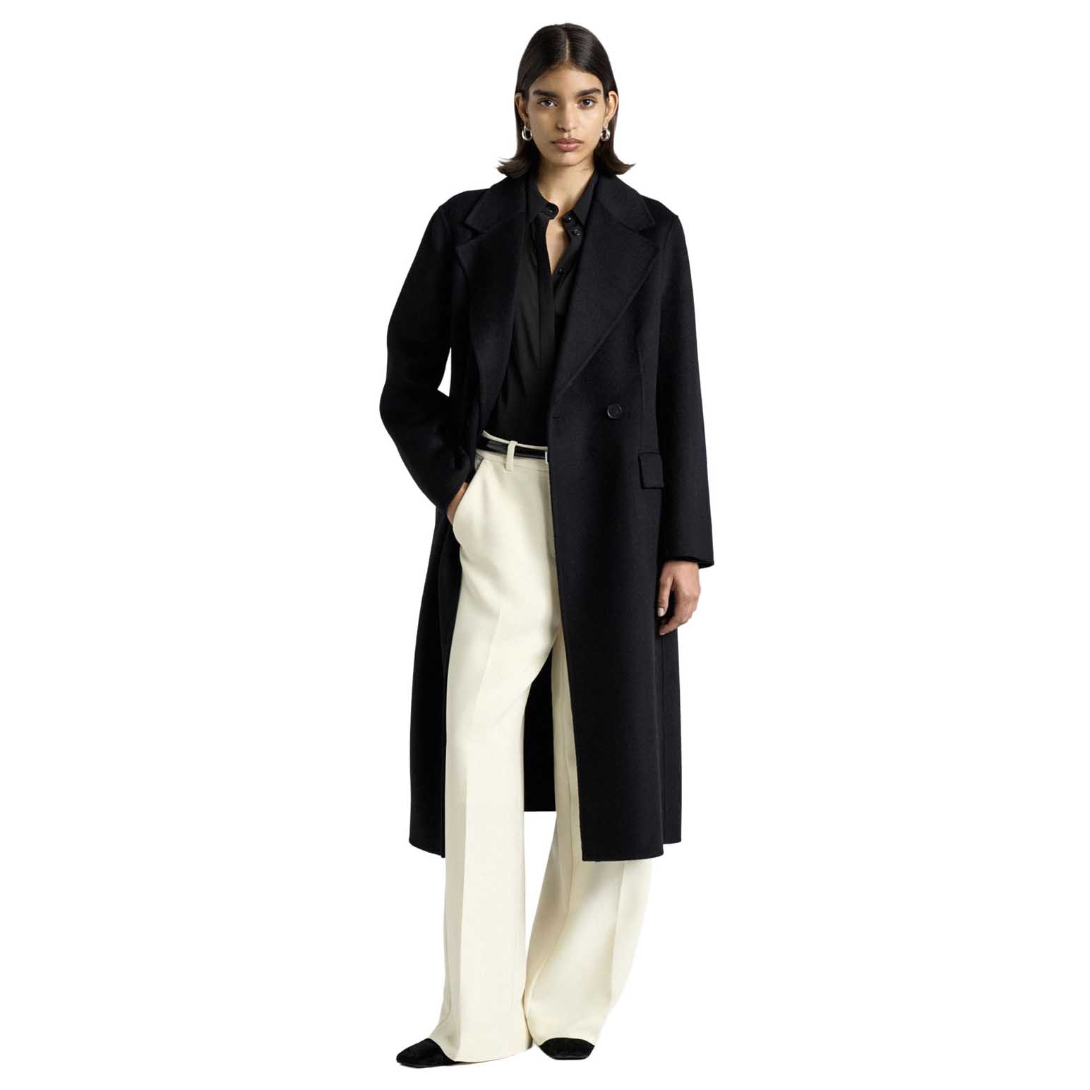 Cue Double Faced Wool Long Coat